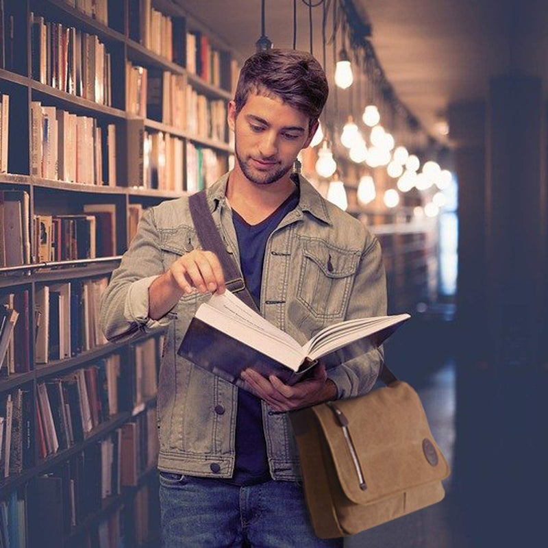 Mactso Vintage Canvas Satchel Messenger Bag for Men Women,Travel Shoulder bag 13.5" Laptop Bags Bookbag (Coffee) - Image 5